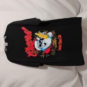 NWOT Cheers Happy Holiday's Skull Head Larger Than Life Socal Shirt Sz.L